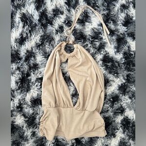 Beige Halter Neck Swimsuit